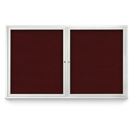 United Visual Products 96"x48" 2-Door Enclosed Outdoor Letterboard, Burgundy/Satin UV1162DDD9648-SATIN-BURGUN